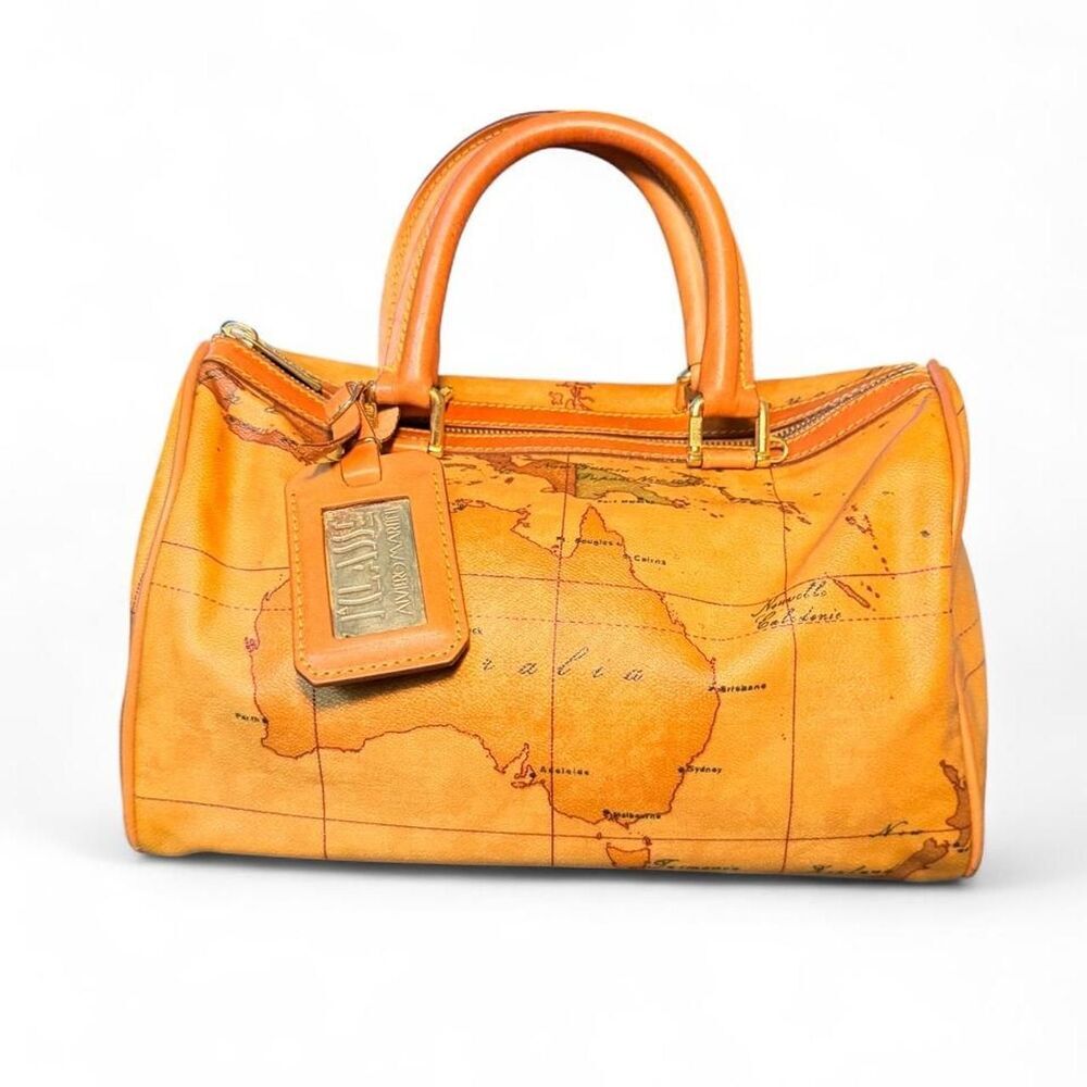 Authentic Alviero Martini 1ª Classe Geo Classic Medium Boston Bag Map Satchel